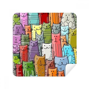 Imagem de Smiling Cartoon Cute Cat Protect Animal Lover Glasses Pano Limpador de Tela Tecido Camurça Pacote com 2