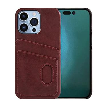 Imagem de Capa de telefone carteira com bolso para cartão duplo para iPhone 14 14pro max 13 12 Mini 11 Pro Max Moda capa traseira em couro PU, vermelho, para iphone 13pro