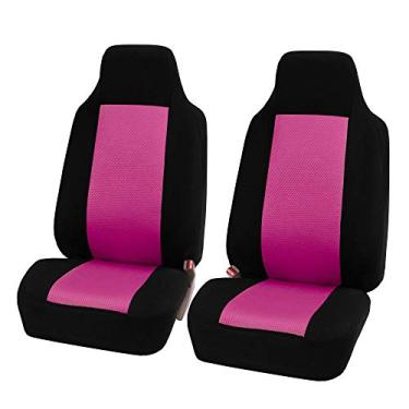 Imagem de FH Group FB102PINK102 Conjunto de capas de assento de carro de tecido clássico rosa/preto - serve na maioria dos carros, caminhões, SUV ou vans