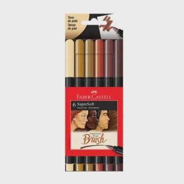 Imagem de Estojo caneta brush pen supersoft faber-castell tons de pele 6 cores
