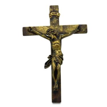 Imagem de Imagem Crucifixo De Parede Ouro Antigo 39cm Inquebrável - Procade