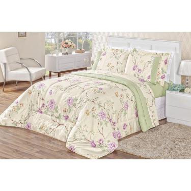 Imagem de Kit Edredom Naturalle Queen 3 Peças Micropercal Verde Belle