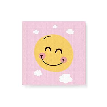 Imagem de Arte Maníacos Quadro Decorativo em Tela Canvas Sol Sorriso Fundo Rosa - 30x30cm