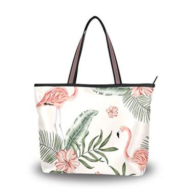 Imagem de Bolsa de ombro My Daily feminina com flores de flamingo, Multi, Large