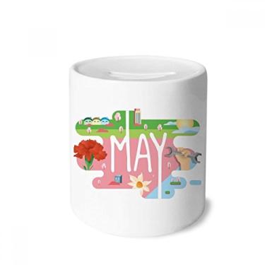 Imagem de DIYthinker Ilustração da temporada do mês de maio caixa de dinheiro caixa de cerâmica porta-moedas presente de cofrinho