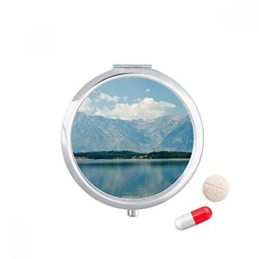 Imagem de Porta-comprimidos Mountain River Forest Reflection Sky Cloud Caixa de armazenamento de remédios