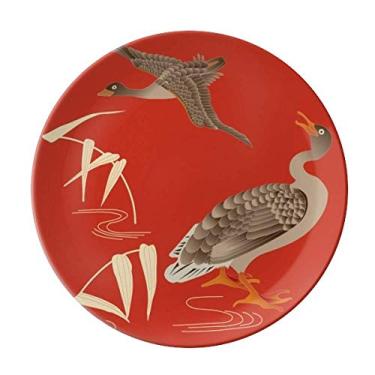 Imagem de Prato de outono decorativo de porcelana salver louça de jantar vermelha da cultura japonesa