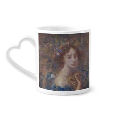 Imagem de Caneca com pintura a óleo Miss Fall XJJ Caneca de cerâmica para café copo de coração de vidro