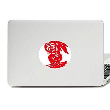 Imagem de China Macaco Tradicional Janela Flores Vinil Emblema Gráfico Laptop Adesivo Notebook Decalque