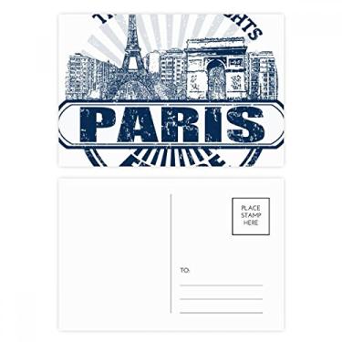 Imagem de Cartão postal com bandeira da França de Paris Torre Eiffel, conjunto de cartões postais de aniversário para enviar cartões de agradecimento