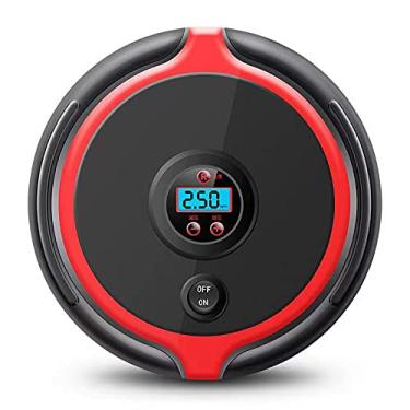 Imagem de Compressor de ar portátil de cilindro único digital ROER 35PSI inflador de pneu com desligamento automático, bomba de ar 12V CC para pneus de carro com medidor de pressão digital e luz LED