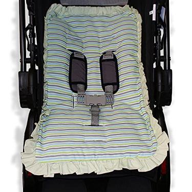 Imagem de Capa Para Carrinho De Bebê Mista, Listrado Verde com Azul, Tamanho Universal