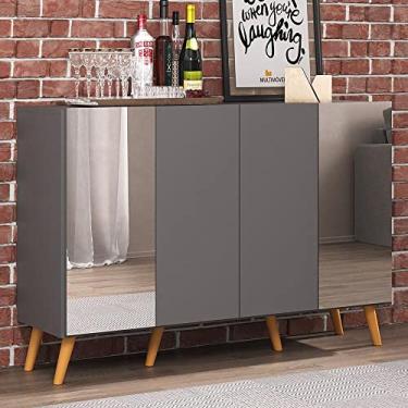 Imagem de Aparador Buffet com Espelho e Pés Retrô Vegas Multimóveis Grafite/natural