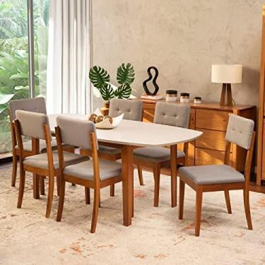 Imagem de Conjunto Mesa de Jantar e 6 Cadeiras Tiê Cabecasa Madeiramadeira Amêndoa/cinza