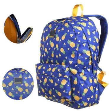 Imagem de Mochila Escolar Feminina Container Azul Estampa Abacaxi