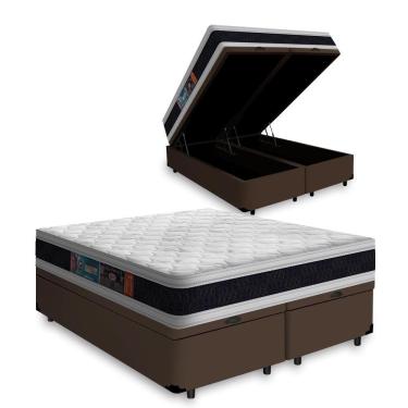 Imagem de Cama Box Baú Super King + Colchão Espuma D45 Castor Black & White D45 Double Face 193x203x69cm