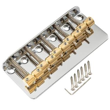 Imagem de Musiclily Pro 18mm Clássico Padrão Ponte Baixo 5 Cordas com Carrinhos Latão e Placa Aço para Precision/Jazz Bass, Cromada