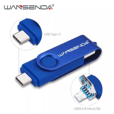 Imagem de WANSENDA-USB Flash Drive  3 em 1 OTG Pendrive  Tipo C  Micro Pen Drive  Memory Stick  USB 3.0  128
