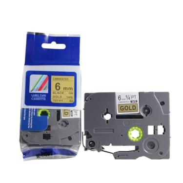 Imagem de Fita Refil Compatível TZ-811 TZe-811 Dourado 6mm para Rotulador Brother PT-H105 PT-H110 PT-D200 PT-D210 PT-D400 PT-D410 PT-D600 PT-D610BT PT-P300BT P-Touch Cube