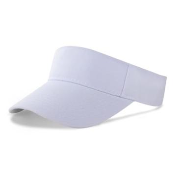 Imagem de AOMIG Boné esportivo com viseira de sol para mulheres e homens, boné de beisebol ajustável vazio para golfe viseiras tênis corrida casual boné dobrável, Branco, One Size-Medium