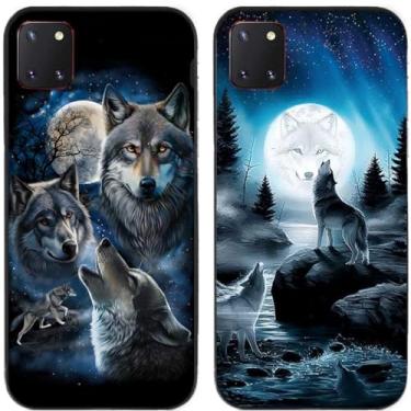 Imagem de 2 peças Moon Wolf Group Capa de telefone traseira impressa TPU gel silicone para Samsung Galaxy (Galaxy Note 10 Lite)