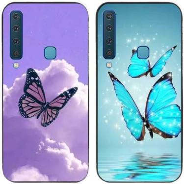 Imagem de 2 peças borboleta voando no céu impresso TPU gel silicone capa de telefone traseira para Samsung Galaxy todas as séries (Galaxy A9 2018)