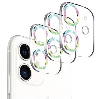Imagem de 【Pacote com 3】 Protetor de lente de câmera Dengduoduo para iPhone 11 e iPhone 12 Mini, Glitter Bling Ultra HD, vidro temperado, rigidez 13H, antiarranhões, compatível com capas, fácil de instalar [sem afetar as fotos noturnas]