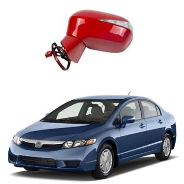 Imagem de Conjunto de espelho lateral do motorista adequado para Honda CIVIC 2006 2007 2008 2009 2010 2011 HONDA CIVIC ajuste de lente de substituição do espelho retrovisor do carro, luz de direção LED,