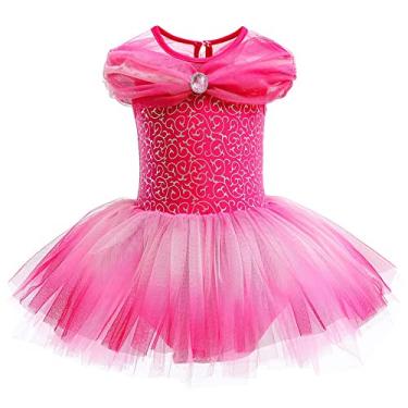 Imagem de REXREII Vestido de tutu de princesa bailarina para meninas, Rapunzel Sofia, Branca de Neve Frozen Elsa, fantasia de Halloween, Aurora, 5-6 Anos