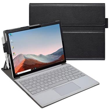 Imagem de ACdream Capa para Microsoft Surface Pro 7 Plus/Pro 7 / Pro 6 / Pro 5 / Pro 2017/Pro 4 / Pro LTE, capa protetora de couro PU resistente, compatível com teclado tipo capa, preta