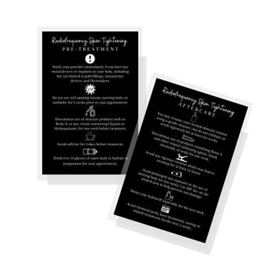 Imagem de Cartões de pré-tratamento + cuidados pós-tratamento de pele de radiofrequência | Tamanho grande de cartão postal impresso físico 10 x 15 cm | Branco com design preto
