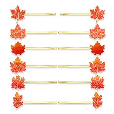 Imagem de YAHPERN 12 peças de grampos de cabelo de outono para mulheres, Dia de Ação de Graças, colheita, folha de bordo, abóbora, presilhas de cabelo de outono, acessórios de festa de fantasia, presentes de