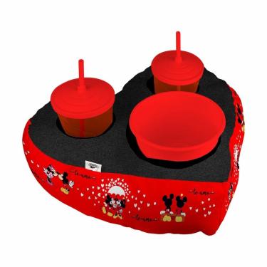 Imagem de Almofada Coração Cinema 2 Copos Balde De Pipoca Mickey Minnie Namorados