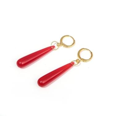 Imagem de SONGCHANGJEWELRY Anime Frieren Brincos de gota vermelhos com pingente de gota longa feminina para cosplay Frieren, 2 inches, Zinco, Sem pedra preciosa