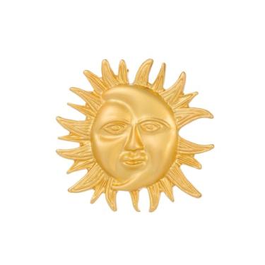 Imagem de Broche de sol de cristal meia lua sol sol com lua crescente broche de lapela feminino masculino terno casaco de segurança moda roupas chapéus bolsas decorações, Zinco, Sem pedras preciosas