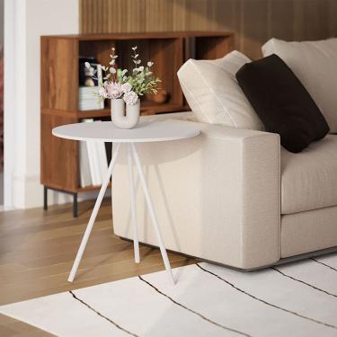 Imagem de Mesa Lateral Decorativa Gabriela  Redonda Branco - Casa Prime