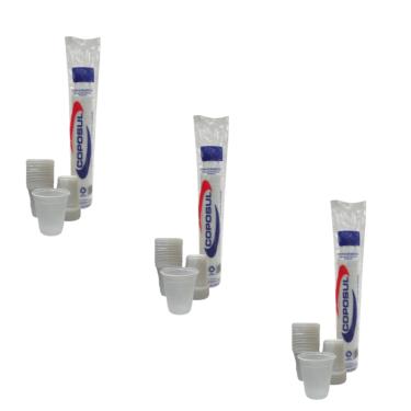 Imagem de Kit 3 Pacotes Copo 180ml Coposul PS Branco Com 100 Unidades