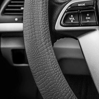 Imagem de FH GROUP Capa de volante de silicone cinza, universal, com aderência massageadora, serve na maioria dos carros, SUVs, caminhões e vans