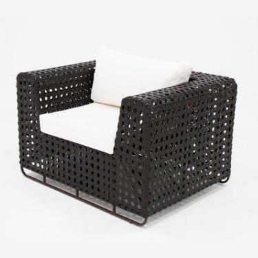 Imagem de Poltrona De Sala E Varanda Em Alumínio E Fibra Modelo Fúcsia Preto com Branco