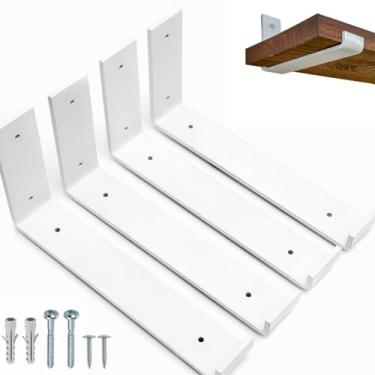 Imagem de rio design99 – 10cm - mão francesa cantoneira invertida – branca – ferro aço suporte para prateleira reforçada resistente industrial madeira bancada estante – 100mm