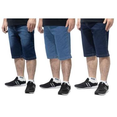 Imagem de Kit 3 Bermudas Jeans Masculina C/ Lycra - Almix