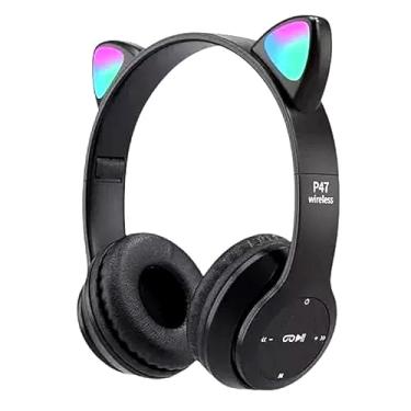 Imagem de Headset Gato Orelha Luz Fone Infantil Bluetooth Preto
