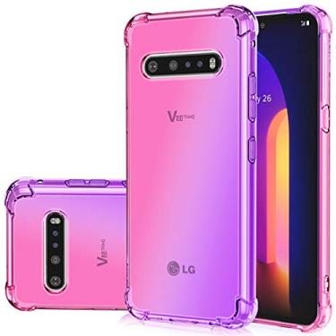 Imagem de Gufuwo Capa para LG V60 Thinq, para LG V60 Thinq 5G, capa de telefone gradiente fina antiarranhões macia transparente TPU capa à prova de choque para LG V60 Thinq (rosa)