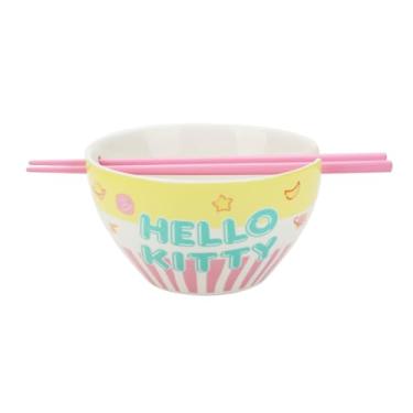 Imagem de Bioworld Hello Kitty Planets Stars & Rocket Ships Tigela de Ramen de 590 ml com pauzinhos