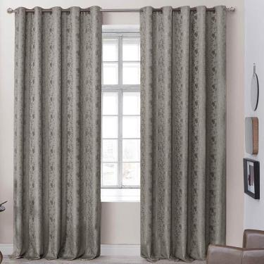 Imagem de Cortina Dalia Jacquard Estampado Floral 2,00m X 1,70m Sala Quarto Varão 2m - Marrom