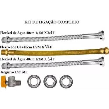 Imagem de Kit De Flexíveis Para Instalação De Aquecedor A Gás 1/2M x 3/4F 40cm  