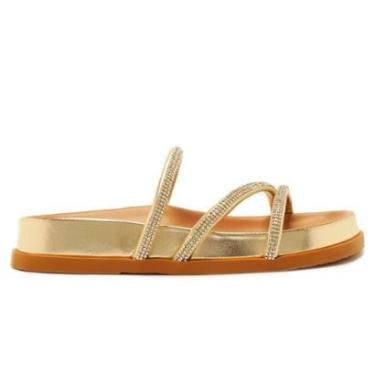 Imagem de Rasteira Papete Anacapri Três Tiras Pedrarias C 30378 0011-Feminino