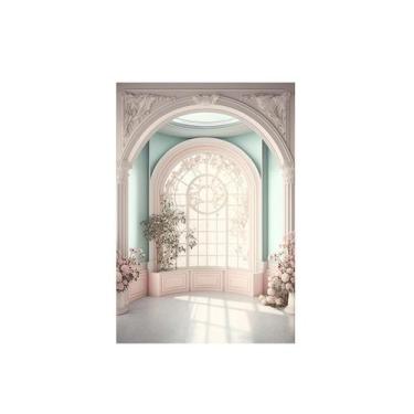 Imagem de Fundo Fotográfico 1,50 X 2,20 - Gestante Vitral Rosa e Verde 011 - Via