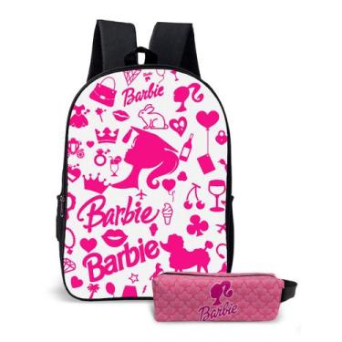 Imagem de Kit Mochila com Estojo Escolar Feminina da Barbie Para Meninas Mundo R