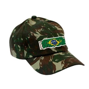 Imagem de Boné Militar Rip Stop com Patch Aplicado Brasil  Camuflado - Mundo do 